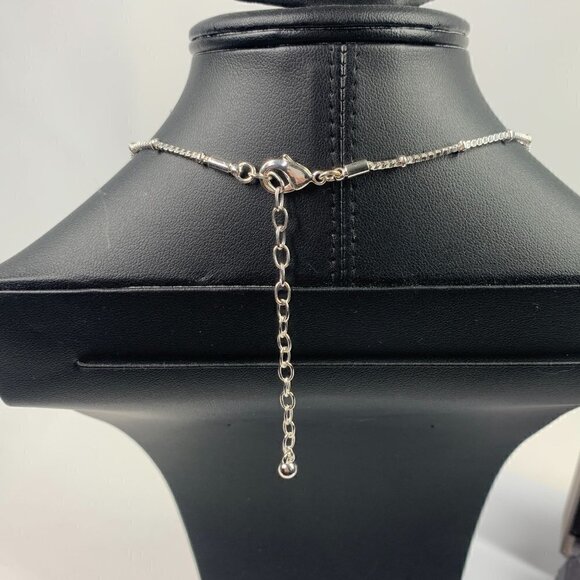 Dillards Faux Opal Necklace & Earring Jewelry Set Silver Tone/Blue Green NIB - Picture 7 of 10